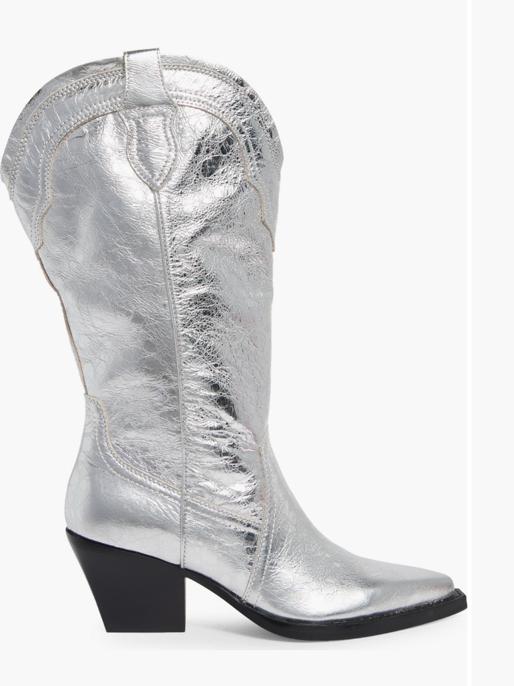 Dolce Vita Metallic Silver Western Mid-Calf Boots